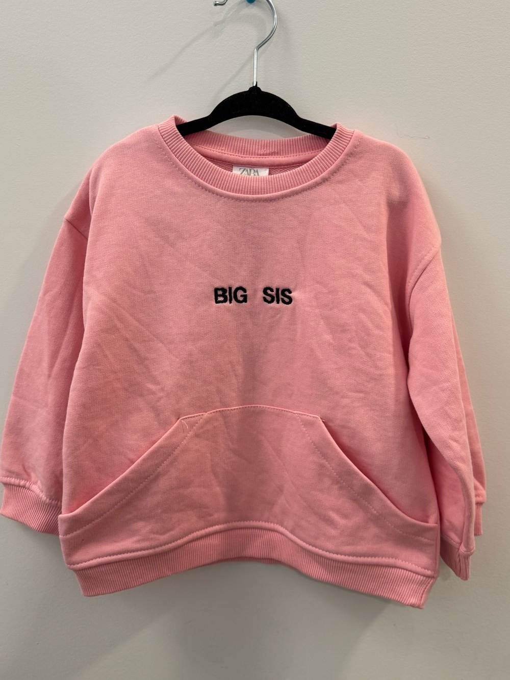 Zara Pink "BIG SIS" Pullover Sweatshirt